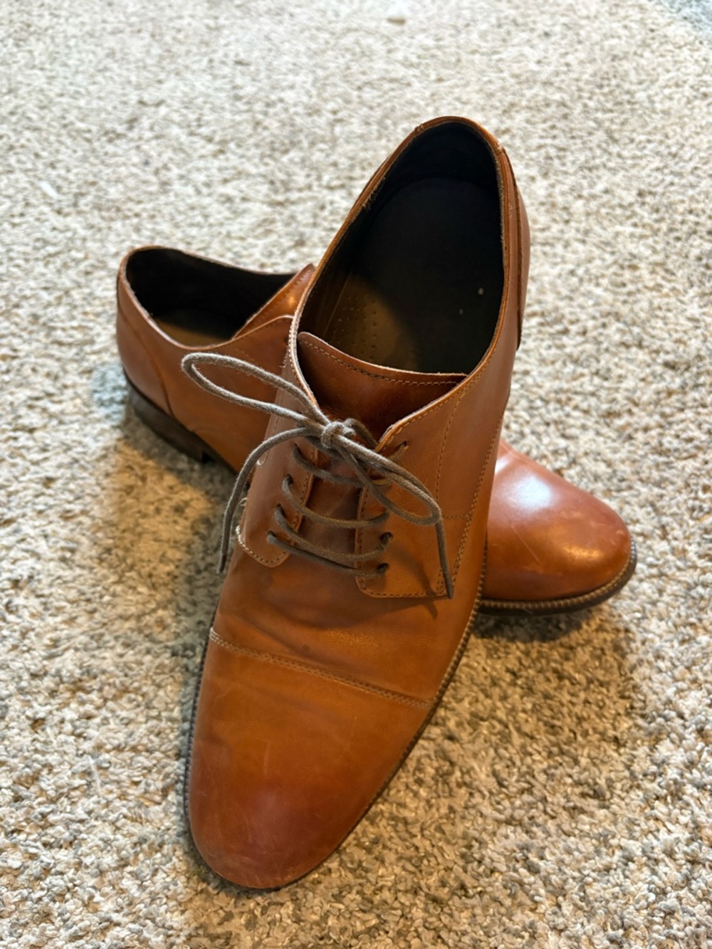 Cole Haan Brown Leather Cap-Toe Derby Shoes